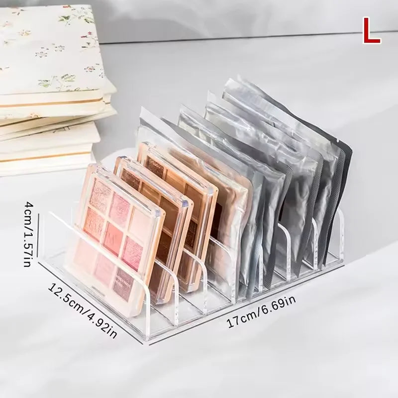 Makeup Organizer Box, 7-Compartment Clear Storage Shelf, Multi-Cell Display for Cosmetics