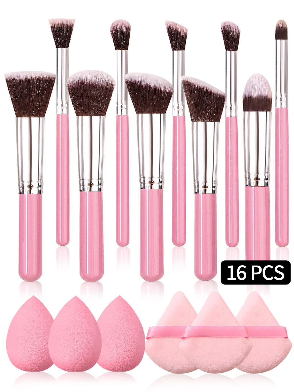 Pink high grade AuraNest professional makeup brush set with multiple brushes for flawless application and blending.