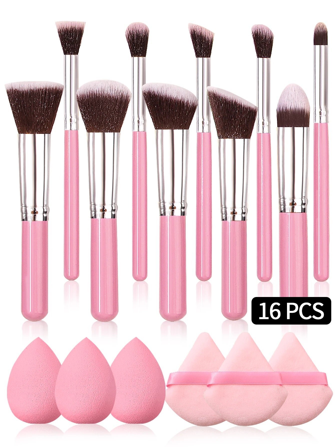 Pink high grade AuraNest professional makeup brush set with multiple brushes for flawless application and blending.