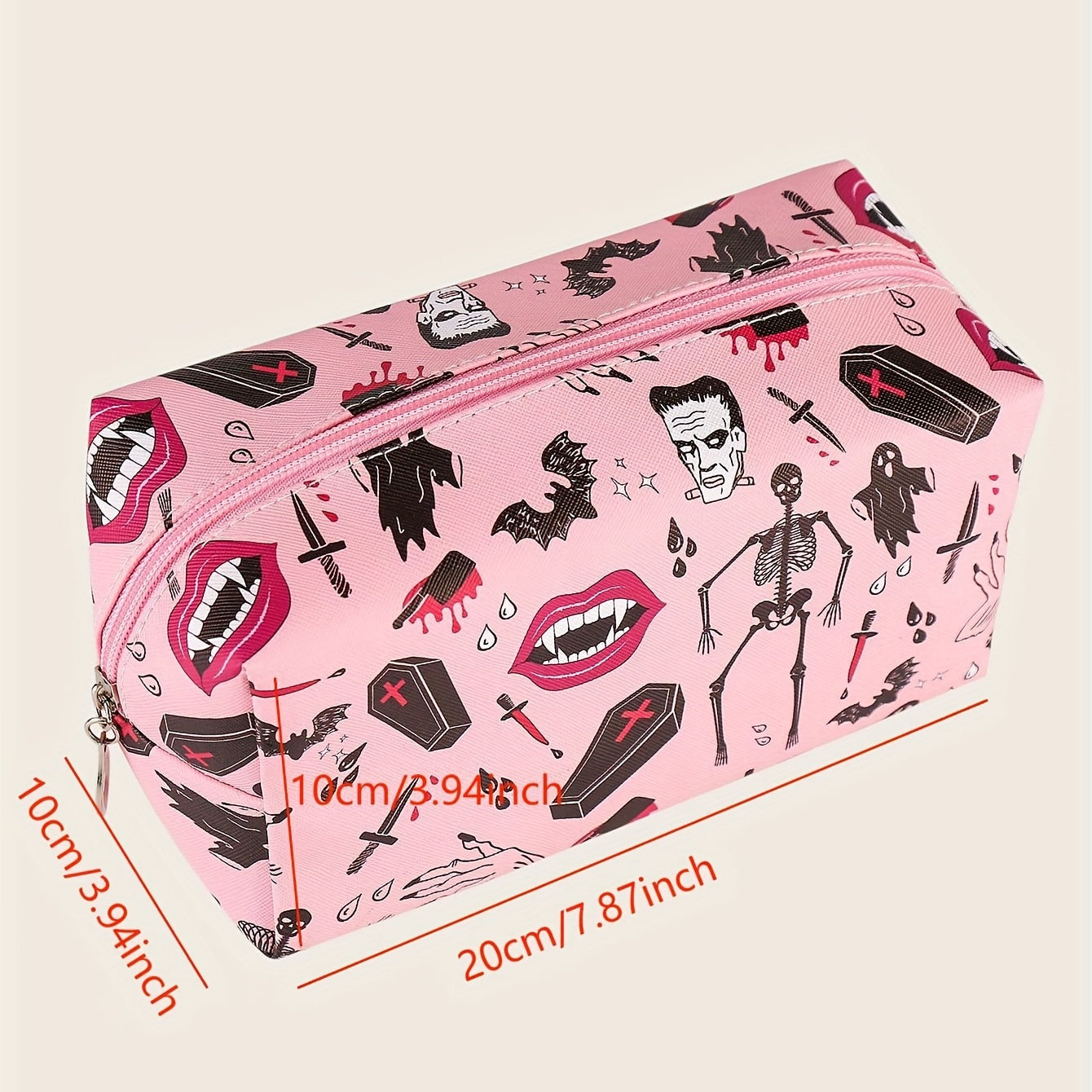 Halloween Skeleton Bat Pattern Makeup Bag