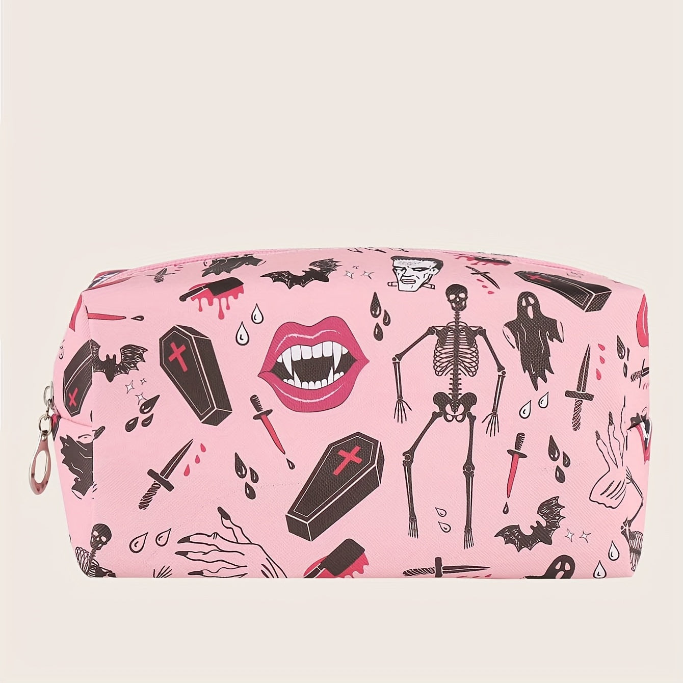 Halloween Skeleton Bat Pattern Makeup Bag
