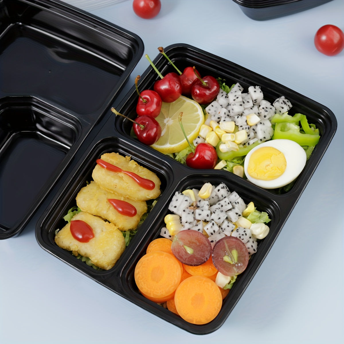 100pcs Black Disposable Food Containers with Lids - Leak-Proof, Stackable & Reusable Meal Prep Boxes - Microwave & Dishwasher Safe - Ideal for Home Cooking, Meals on the Go & Valentine's Day Gatherings, Portable Meal Containe