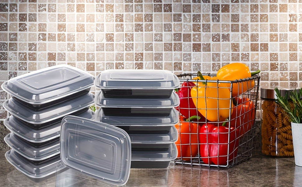 28oz Microwave-Safe Disposable Food Containers with Lids - Durable PP Meal Prep Boxes for Takeout, Lunches & Leftovers - 10/50/150 Pack Options