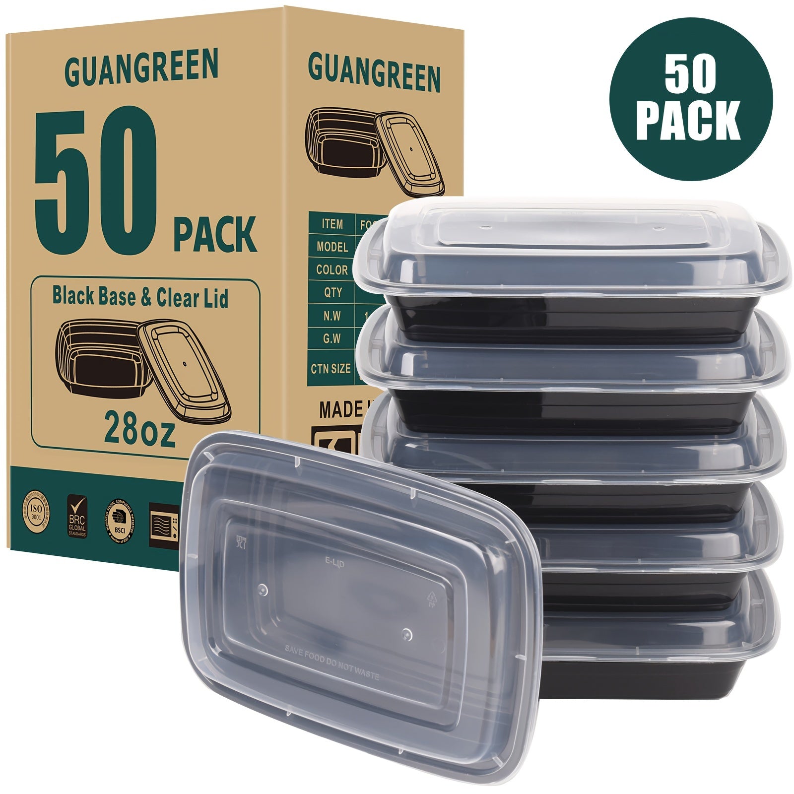 28oz Microwave-Safe Disposable Food Containers with Lids - Durable PP Meal Prep Boxes for Takeout, Lunches & Leftovers - 10/50/150 Pack Options
