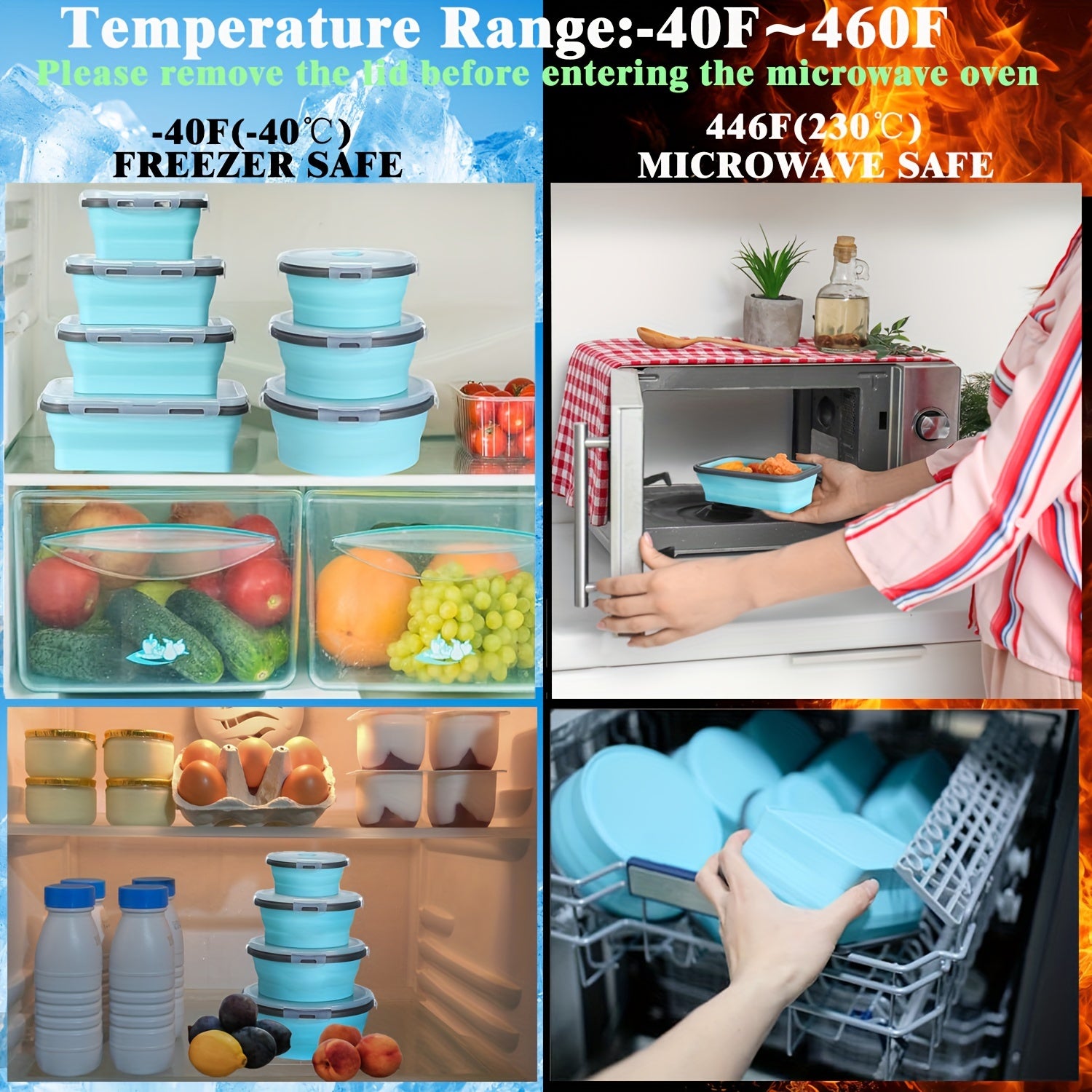 8 Collapsible Food Storage Containers With Lids, Rv Collapsible Bowls, Silicone Food Storage Containers, Camping Food Containers, Silicone Containers, Collapsible Containers For Food, Camping, Travel