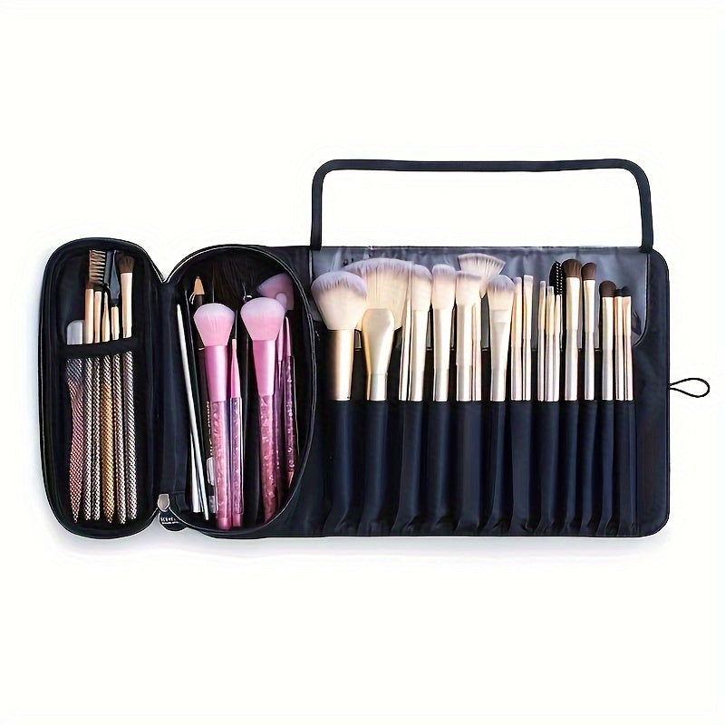Large Capacity Makeup Brush Storage Pouch, Professional Multi-Functional Tool Organizer, Korean Style Portable Makeup Bag for Students