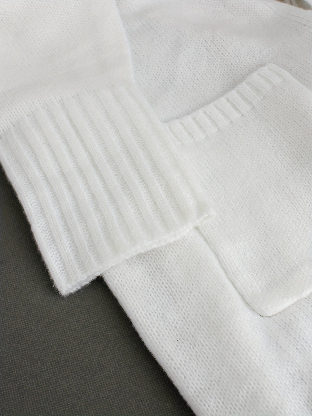 [Cozy Cardigan] Cozy White Hooded Cardigan | Women's Long Sleeve Open Front Sweater with Ribbed Detailing, Loose Fit Mid-Stretch Fall Winter Casual Chic Layering Piece, Medium Elasticity, Breathable Material