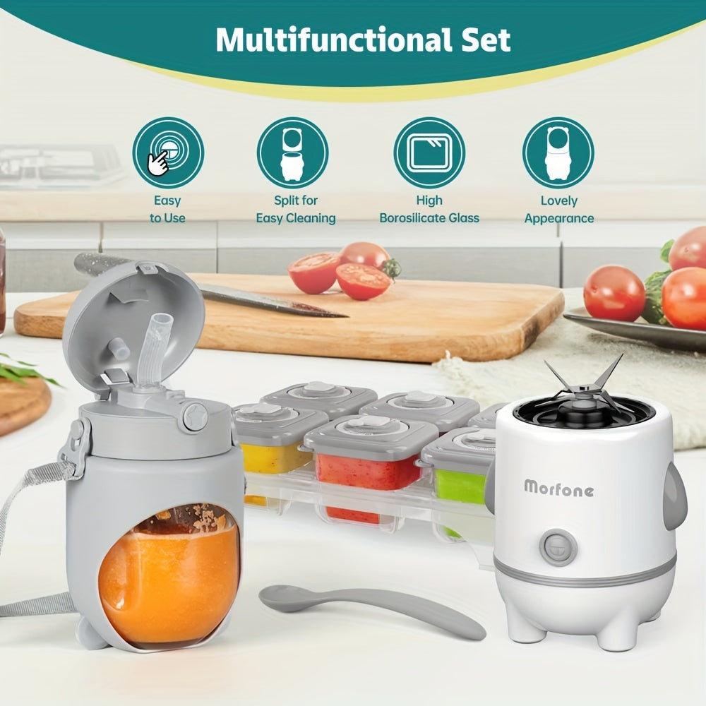 AuraNest Multi-In-One Baby Food Machine with blending, steaming, and pureeing functions shown on a kitchen countertop.